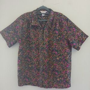 Vintage Fashion Attitudes Pink and Purple Paisley Button Down Top Size 12